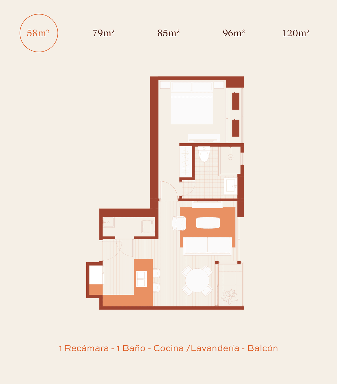 Plano 58m²